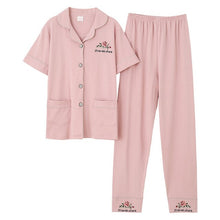 Load image into Gallery viewer, Summer New Women Soild Colour Pajamas Set Ladies Comfort Simple Style Sleepwear Loose Soft Casual Wear Cotton Homewear XXXL