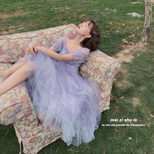 Load image into Gallery viewer, Summer Purple Elegant Strap Dresses Women Korean Kawaii Sleeveless Sweet Fairy Dresses Casual V-neck Sequins Party Dress 2021