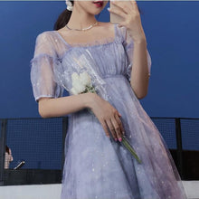Load image into Gallery viewer, Summer Purple Elegant Strap Dresses Women Korean Kawaii Sleeveless Sweet Fairy Dresses Casual V-neck Sequins Party Dress 2021