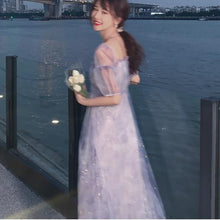 Load image into Gallery viewer, Summer Purple Elegant Strap Dresses Women Korean Kawaii Sleeveless Sweet Fairy Dresses Casual V-neck Sequins Party Dress 2021