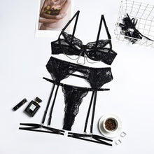 Load image into Gallery viewer, Summer Sensuall Lingerie Exotic Costumes Hollow Out Lace Brassiere Sex Suit With Metal Chain Straps Sensual Erotic Underwear