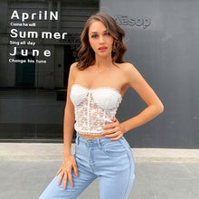 Load image into Gallery viewer, Summer Sexy Lace Off Shoulder Women Elegant Party Tube Top White Black Tank Tops Club Night Wear Crop Tops High Quality Female