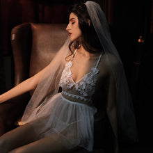 Load image into Gallery viewer, Summer Sexy Lingerie Women Summer Sheer Gauze Temptation Bride Honeymoon Nightgown Embroidery Ultra Short Sleepwear