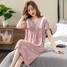 Load image into Gallery viewer, Summer Sexy Modal  Sleepwear Nightgown Women Night Shirt Dress Female Lounge Home Clothes Modal Nighty Gown Sleep Top