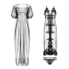 Load image into Gallery viewer, Summer Sexy Nightwear Long Sleeve Exotic Sleepdress Lingerie for Women Transparent Lace Ladies Home Wear Robe Bathrobe Set 2Pcs