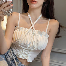 Load image into Gallery viewer, Summer Sexy Strap Blouse Tops Women Korean Bandage Design Strapless Casual Blouse Female French Sleeveless Backless Sweet Tops