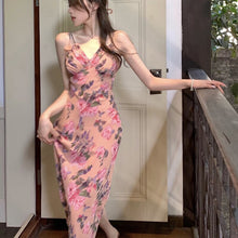 Load image into Gallery viewer, Summer Sexy Strap Dress Women Korean Backless Beach V-Neck Elegant Floral Dress Casual Bodycon Holiday Party Midi Dress 2021