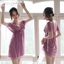 Load image into Gallery viewer, Summer Sexy Women Nightgowns Sheer Mesh Short-sleeved Nightdress Female Hot Sexy Lingerie Lace Sleepwear Nightwear