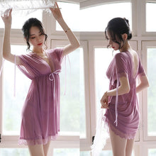 Load image into Gallery viewer, Summer Sexy Women Nightgowns Sheer Mesh Short-sleeved Nightdress Female Hot Sexy Lingerie Lace Sleepwear Nightwear