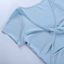 Load image into Gallery viewer, Summer Short Sleeve V Neck Solid Knit Women Casual Mini Dress Party Birthday Club Night Vacation Y2k Jersey Bodycon Dresses 2021