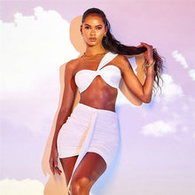 Load image into Gallery viewer, Summer Slash Neck Bodycon Dresses Sets Sexy Sleeveless Tops And Skirt Mecthing Suits For Women Party Clubwaer Outfits Streetwear