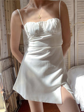 Load image into Gallery viewer, Summer Slash Neck  Mini Sexy Shoulder Spaghetti Strap Dress Women White Elegant Casual Solid Beach Party Dresses Boho Robe 2021