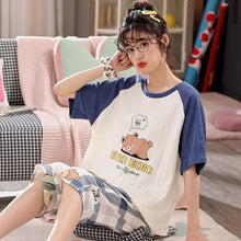 Load image into Gallery viewer, Summer Sleep Tops Cartoon Short Sleeved Pajamas Set For Women Large Size Cute Female Leisure Sleepwear Fashion 2 Pieces Sets 5XL