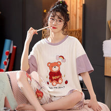 Load image into Gallery viewer, Summer Sleep Tops Cartoon Short Sleeved Pajamas Set For Women Large Size Cute Female Leisure Sleepwear Fashion 2 Pieces Sets 5XL