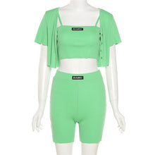 Load image into Gallery viewer, Summer Small Vest+single Breasted Cardigan+shorts Women Solid Color Three Pieces Set Female Loungewear Fashion Matching Sets