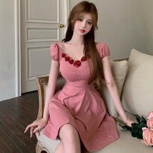 Load image into Gallery viewer, Summer Solid Kawaii Dresses Women Designer Korean Elegant Sweet Dresses Female High Street Casual V-neck Sexy Beach Dress 2021