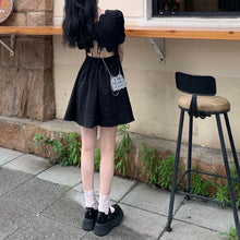 Load image into Gallery viewer, Summer Solid Sweet Dress High Waist Backless Design Party Sexy Mini Elegant Dress Short Sleeve Holiday Outing Casual Dress 2021