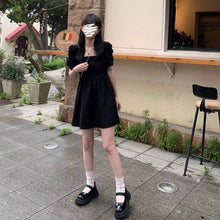 Load image into Gallery viewer, Summer Solid Sweet Dress High Waist Backless Design Party Sexy Mini Elegant Dress Short Sleeve Holiday Outing Casual Dress 2021