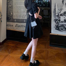 Load image into Gallery viewer, Summer Solid Sweet Dress High Waist Backless Design Party Sexy Mini Elegant Dress Short Sleeve Holiday Outing Casual Dress 2021