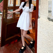 Load image into Gallery viewer, Summer Solid Sweet Dress High Waist Backless Design Party Sexy Mini Elegant Dress Short Sleeve Holiday Outing Casual Dress 2021