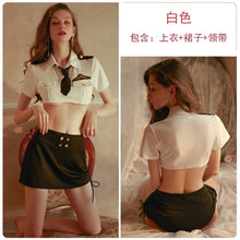 Load image into Gallery viewer, Summer Stewardess Policewoman Erotic Sexy Lingerie Erotic Lingerie Shirt + Skirt Temptation Provocative Passion Exotic Apparel