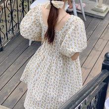 Load image into Gallery viewer, Summer Sweet Floral Dress Women Elegant Korean Casual Princess Cute Dress Female Kawaii Chic Puff Sleeve Holiday Boho Dress 2021