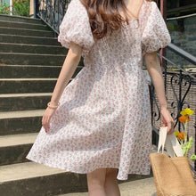 Load image into Gallery viewer, Summer Sweet Floral Dress Women Elegant Korean Casual Princess Cute Dress Female Kawaii Chic Puff Sleeve Holiday Boho Dress 2021
