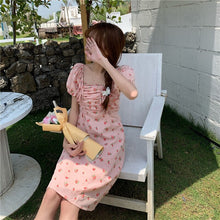 Load image into Gallery viewer, Summer Sweet Strawberry Dress Women Elegant Print Chiffon Kawaii Dress Female Loose Bandage Beach Pretty Party Cute Dress 2021