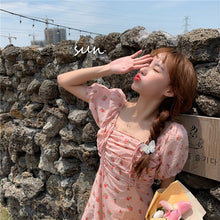 Load image into Gallery viewer, Summer Sweet Strawberry Dress Women Elegant Print Chiffon Kawaii Dress Female Loose Bandage Beach Pretty Party Cute Dress 2021