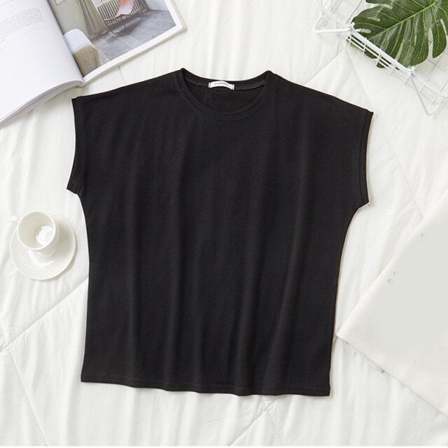 Summer T shirt Women Casual Solid O-Neck Tees Tops Short Sleeve T-shirt Harajuku Female Tshirt