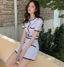 Load image into Gallery viewer, Summer Temperament Small Fragrance Women Tweed O-Neck Short Sleeve Single-Breasted Crop Top + High Waist Shorts 2 Piece Sets