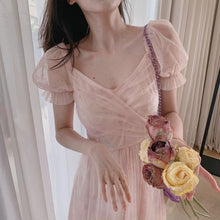 Load image into Gallery viewer, Summer Vintage Dress Women French Style Lace Chiffon Fairy Dress Casual Puff Sleeve Summer Autumn Clothes Designer Dress 2020