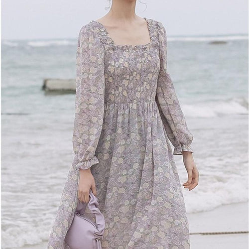 Summer Vintage Floral PrintDress Women Casual Sweet Elegant  Fairy Party Midi Dress Female Holiday Beach Korean Dress 2021 New