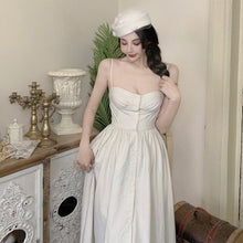 Load image into Gallery viewer, Summer Vintage Strap Dress Women Elegant White Sweet Chic Midi Fairy Dress Female Sexy French Party Night Kawaii Dress 2021 New