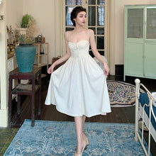 Load image into Gallery viewer, Summer Vintage Strap Dress Women Elegant White Sweet Chic Midi Fairy Dress Female Sexy French Party Night Kawaii Dress 2021 New