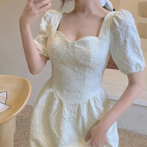 Summer White Vintage Long Dress Women Casual V-Neck Princess Elegant Floral Dress Female Slim Korean Retro Party Sweet Sundress