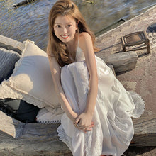 Load image into Gallery viewer, Summer Women Backless Beach Dress 2022 New Suspenders White Dress Seaside Travel Holiday Lace Cutout Sexy Long Female Dresses
