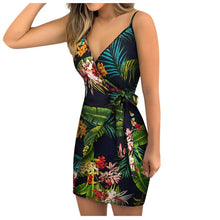 Load image into Gallery viewer, Summer Women Camisole Dress Sexy V-neck Dresses Print Lace-up Dress Sling Dress Backless Dress Strap Mini Dress Vestido Mujer