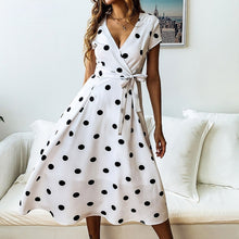 Load image into Gallery viewer, Summer Women Long Dress Short Sleeve Dresses Casual Polka Dot Print Party Sexy V-neck Fashion Woman Clothes dresses for women