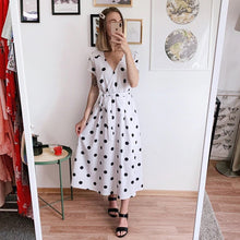 Load image into Gallery viewer, Summer Women Long Dress Short Sleeve Dresses Casual Polka Dot Print Party Sexy V-neck Fashion Woman Clothes dresses for women