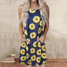 Load image into Gallery viewer, Summer Women O Neck Sleeveless Leopard Print Dress Women Casual Sunflower Print vestido de mujer Dresses for Women 2021 sukienka