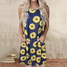 Load image into Gallery viewer, Summer Women O Neck Sleeveless Leopard Print Dress Women Casual Sunflower Print vestido de mujer Dresses for Women 2021 sukienka