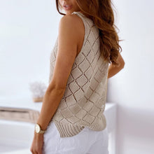 Load image into Gallery viewer, Summer Women Sexy Camisole Shirts Knitted Deep V-Neck Sleeveless Casual Tanks Top Fashion Hollow Out Ladies Crop Tops Vest