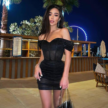 Load image into Gallery viewer, Summer Women Sexy Mini Dress Off The Shoulder Sequin Corset Ruffles Prom Nightclub Bodycon Fashion Party Vestidos Women Clothing