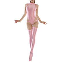 Load image into Gallery viewer, Summer Women Sexy Suit Sleeveless Body Suit Shiny Glossy Cutout High Cut One Piece Swimsuit Tight Bodysuit+Stocking Bathing Suit