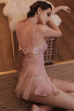 Load image into Gallery viewer, Summer Women Sleepwear Sexy Nightdress Lace-up Bow Beauty Back Sexy Nightgown Gauze Mesh Nightgowns with Panty Lingerie Dress
