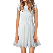 Load image into Gallery viewer, Summer Women Solid O-Neck Ruffles Sleeveless Mini Dress vestidos de mujer casual Summer Clothes for Women платье летнее 2021