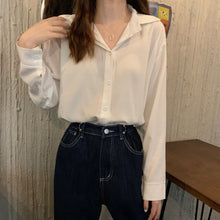 Load image into Gallery viewer, Summer Women Solid Shirt Office Ladies Casual Loose Tops And Shirts Female Fashion Korean Long Sleeves Blouses Chic