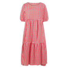 Load image into Gallery viewer, Summer Women&#39;s Dress2021 Fashion Plaid Print Dress O Neck Short Sleeve Plus Size 5XL Loose Casual Female Sundress Robe Femme