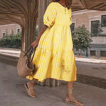 Load image into Gallery viewer, Summer Women&#39;s Dress2021 Fashion Plaid Print Dress O Neck Short Sleeve Plus Size 5XL Loose Casual Female Sundress Robe Femme